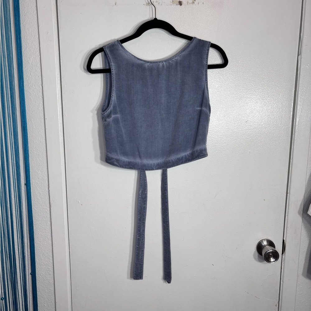 Mustard Seed Blue Tie-Back Crop Top Size Small